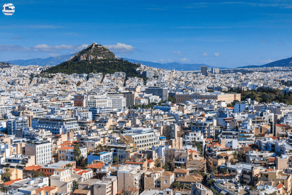 Athens City view with the Acropolis on the far back